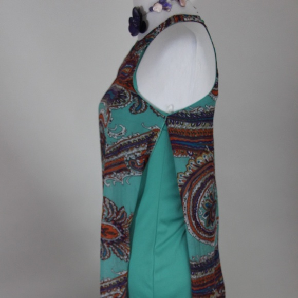 BAILEY BLUE Teal & Purple Paisley Halter Dress - Picture 4 of 8